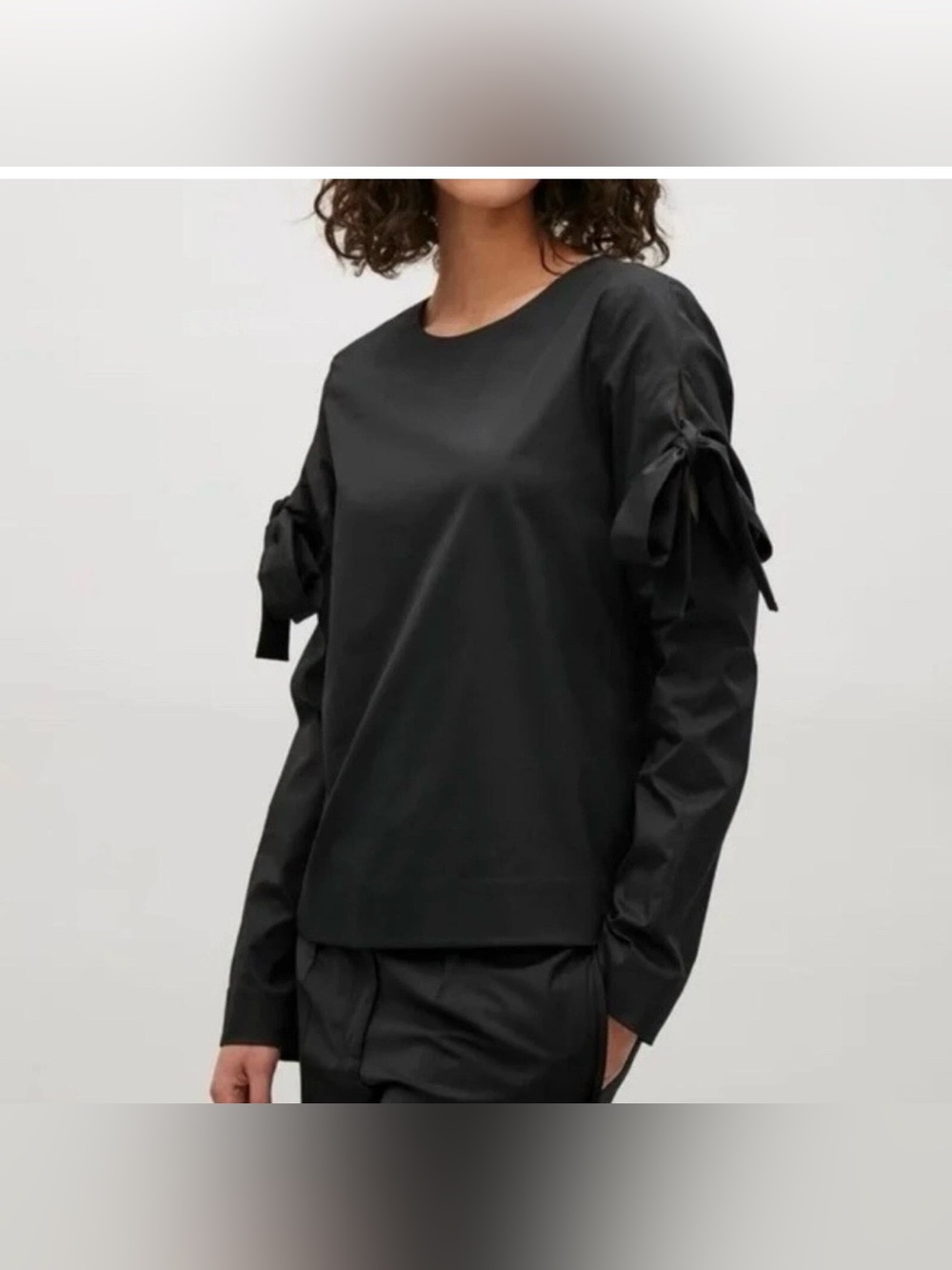 COS Top With Sleeve Ties in Black